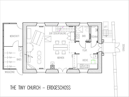 Grundriss des Erdgeschosses der Tiny Church